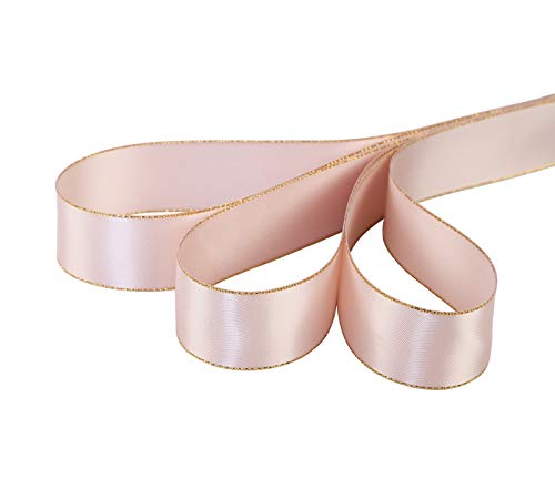 1" Inch Double Faced Satin Ribbon 25 Yards with Gold Edges