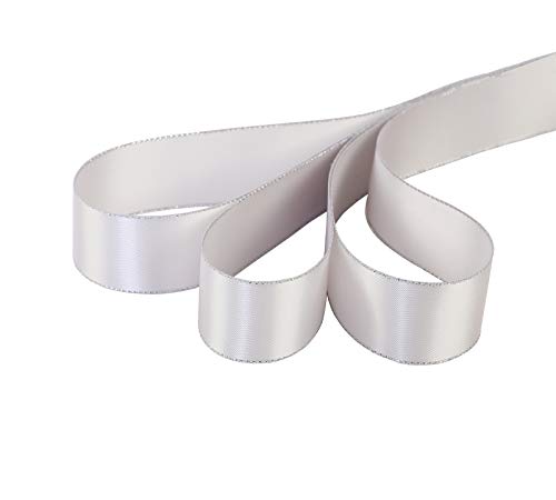 1" Inch Double Faced Satin Ribbon 25 Yards with Silver Edges