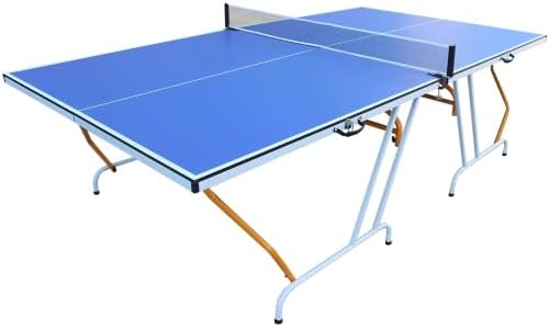 8ft/9ft Mid-Size Table Tennis Table Foldable & Portable Ping Pong Table Set for Indoor Games with Net, 2 Table Tennis Paddles and 3 Balls