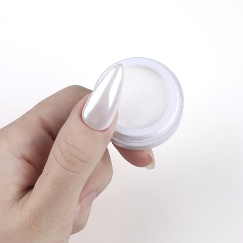 3Pcs Moonlight White Pearl Chrome Nail Powder