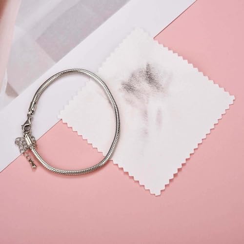 100pcs Jewelry Cleaning Cloth White Polishing Cloth for Sterling Silver Gold Platinum Small Silver Polish 8x8cm (100 Count)