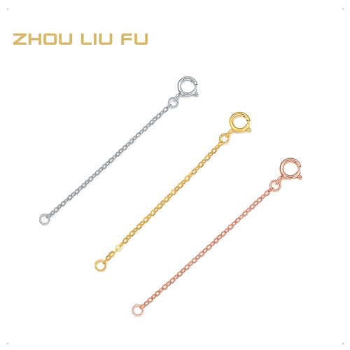 18K 750 Real Rose Gold Extender for Necklace Bracelet Anklet Extenders for Jewelry Gold Extension for Women Men Durable Adjustable Chain Accessories 1.77Inch