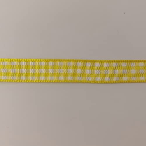 Yellow and White Gingham Plaid Checked Ribbon 25 Yards Per Roll Checkerd Craft 100% Polyester
