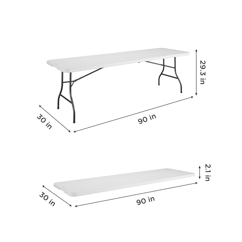 8' (96") Resin Straight Table, White