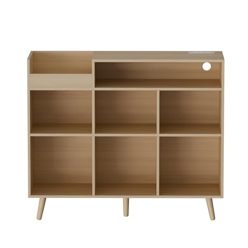 Large Record Player Stand with Vinyl Storage Cabinet