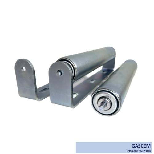 Pack of 2 10"BF Long Roller and Bracket l 1.5"Ø Galvanized Steel Conveyor Roller I Set of Roller and Bracket Versatile as Support Rollers for Woodworking (2 Count)