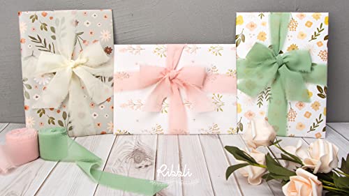 Chiffon Ribbon 1.5 inch x 30 Yard Handmade Silk Ribbon (90 Foot)