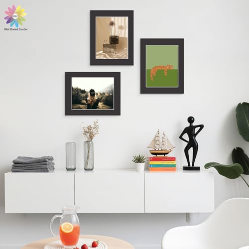 Mat Board Center 25 Pack 11x14 Picture Mat for 8.5x11 Photo Black