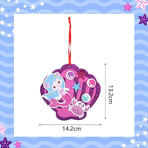 8 Pack Mermaid Craft for Kids Creative Make Your Own Mermaid Shell Foam Stickers DIY Arts and Crafts for Kids Boys Girls Summer Art Activity Party Decoration Birthday Gifts (8 Count)