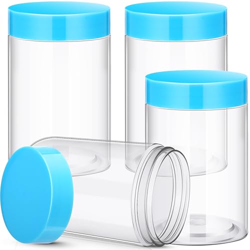 12 Pack 10 oz Plastic Container Jars with Lids Round Clear Travel Cosmetic Container Slime Jars for Toiletries (12 Count)