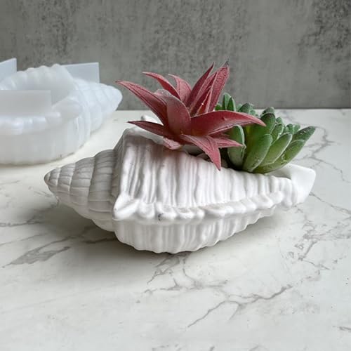 Large Conch Silicone Mold Unique Conch Shaped Tray Resin Concrete Mold 3D Candle Vessels Trinket Holder Container Epoxy Molds Marine Shell Storage Tray Casting Clay Craft Mould DIY Home Decor