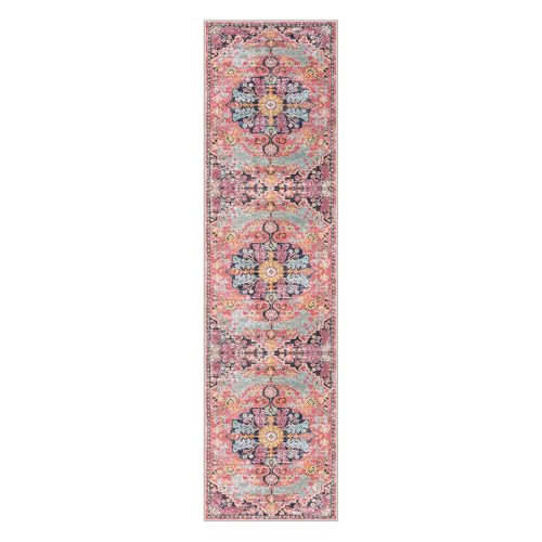 Reine Boho 2'8"x10' Washable Hallway Kitchen Runner Rugs with Rubber Backing