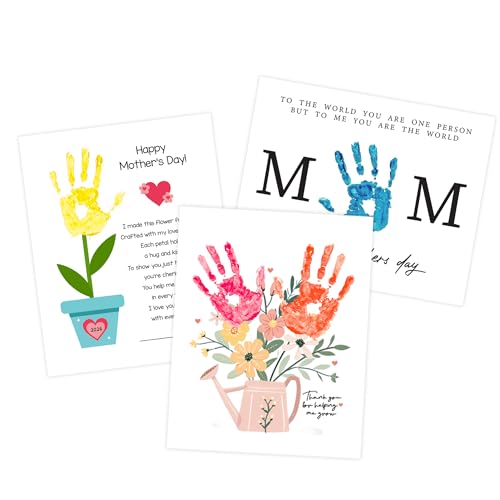Pack 3 Handprint Floral Flower Bouquet Handprint Craft DIY for Mothers Day Card (3 Count)
