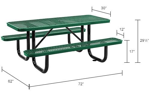 6’L Rectangular Picnic Table