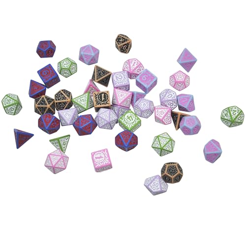 Retro Polyhedral Dice Sets with Pouches for D&D DND RPG MTG Dungeon and Dragons Table Board Roll Playing Games D4 D6 D8 D10 D% D12 D20