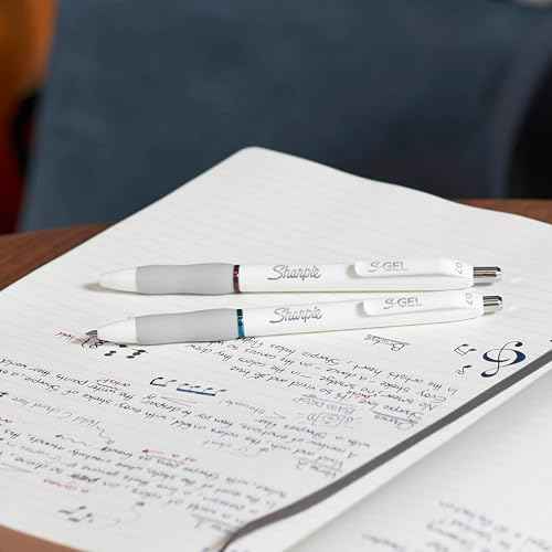 S-Gel Pens, Pearl White Body, Fashion Barrel, Medium Point (0.7mm), Colorful Ink, 12 Count, USA 250th Anniversary Edition