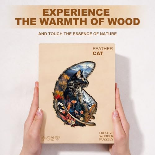Feather Cat Puzzles Adults Gifts Wooden 190 Pieces 13.4 * 9.3in