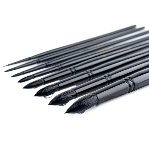 8pcs Round Watercolor Paint Brush Set Goat Hair for Watercolors (8 Count)