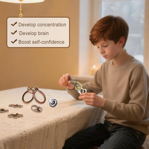 9 PCS Metal Brain Teaser Puzzles Disentanglement Puzzles Lock Puzzle Games Set Gift for Adults Teenagers Kids (72 Count)