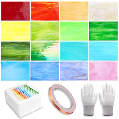 16 Sheets 4x6 in Iridescent Stained Glass Sheets (2.66 Sq Ft)