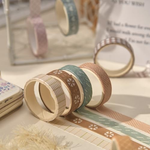 20 Rolls Basic Washi Tape Set Japanese Arts Adhesive Tapes Simple Patterns Decorative Masking Tape Sets for Craft (20 Count)