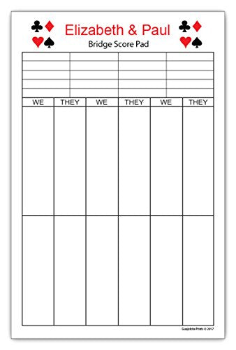 Personalized Bridge Score Pad