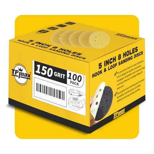 100PCS 5 Inch 150 Grit 125mm 8 Hole Sanding Discs Sandpaper (100 Count)