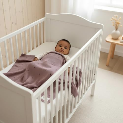 100% Luxury Organic Cotton Pointelle Knit Baby Quilt Blanket