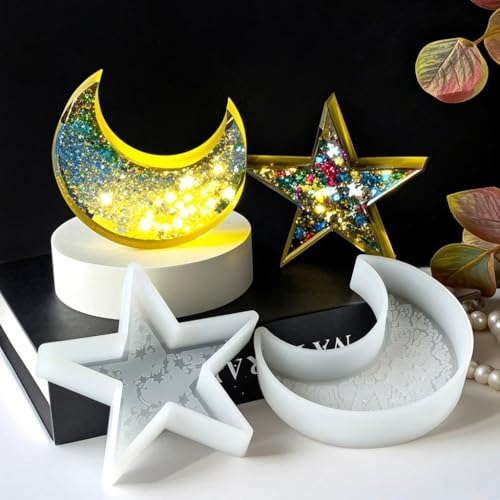 2pcs Star Moon Candle Molds