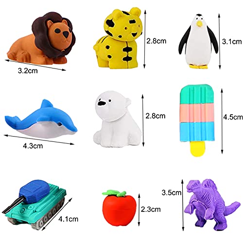 110Pcs Animal Erasers Kids Desk Pets Pencil Erasers 3D Puzzle Eraser Bulk Mini Animal Food Toys Fun Cute Eraser for Classroom Rewards (110 Count)