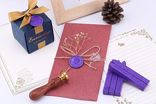 5Pcs Purple Sealing Wax Sticks with Wicks for Wax Seal Stamp (5 Count)