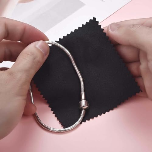 100pcs Jewelry Cleaning Cloth Black Polishing Cloth for Sterling Silver Gold Platinum Small Silver Polish 8x8cm (100 Count)
