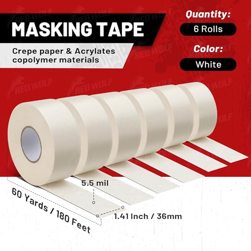 1.41" x 60 Yards Masking Tape 6 Pack (6 Count)