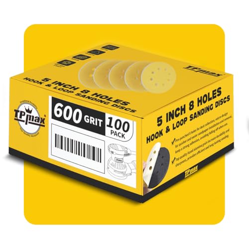 100PCS 5 Inch 600 Grit 125mm 8 Hole Sanding Discs Sandpaper (100 Count)