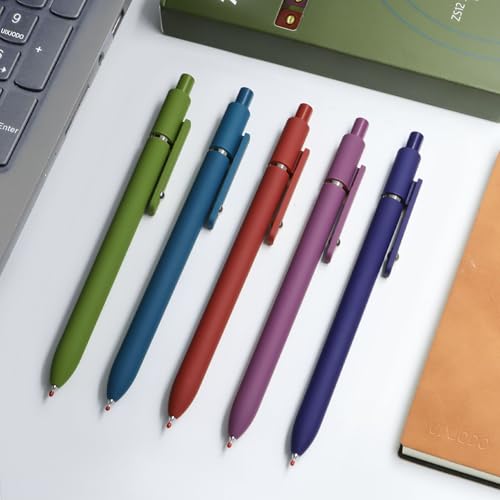 Gel Pens 5 Pcs 0.5mm Black Ink Pens Fine Point Smooth Writing Pens with Silicone Grip (5 Count)