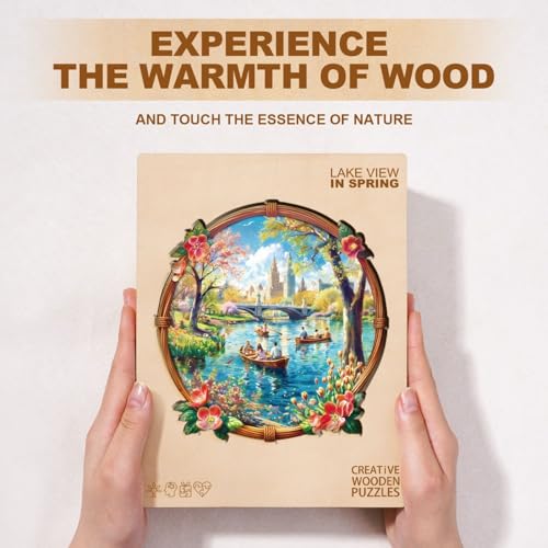 Lake View in Spring Puzzles Adults Gifts for Women Men Wooden 100 Pieces 8.5 * 8.5in