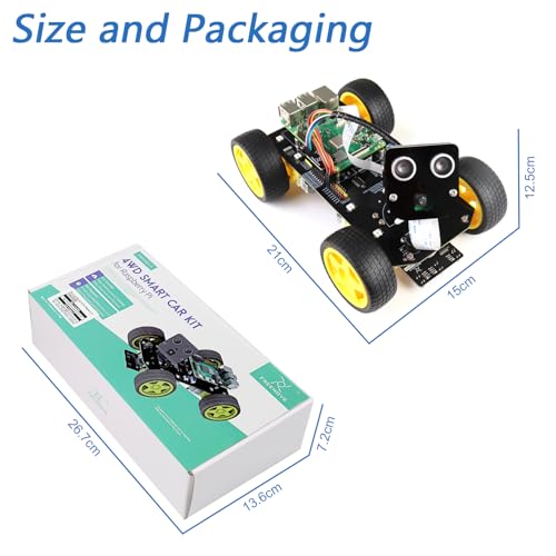 4WD Smart Car Kit for Raspberry Pi 5 4 B 3 B+ Zero 2 W