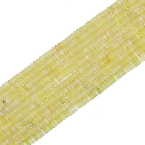 Natural Lemon Jade Disk Stone Beads 4x2mm 160pcs Rondelle Loose Semi Gemstone Beads for Jewelry Making Design (160 Count)