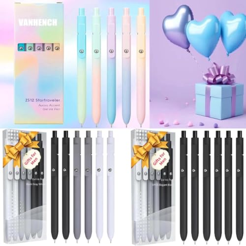 7Pcs Black Ink Gel Pens Smooth Writing Quick Dry Fine Point 0.5 mm (7 Count)