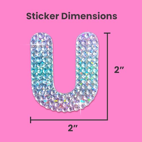 Rhinestone Alphabet Letter Sticker U