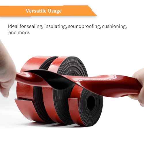 Solid Neoprene Rubber Strips with Adhesive Backing 1 (25 Foot)