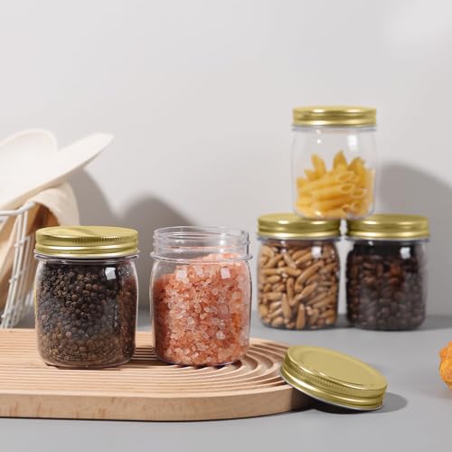 8 oz Plastic Mason Jars and Clear Plastic Jars with Lids 8 oz (24 Count)