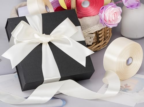 1 1 2 Inch Ivory Solid Satin Ribbon for Gift Wrapping