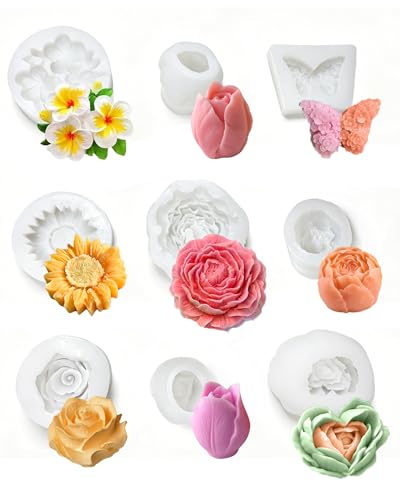 9 PCS Flower Candle Silicone Mold (9 Count)