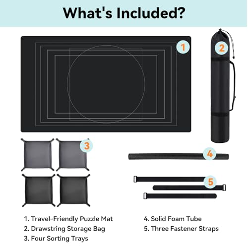 46” x 26” Puzzle Mat with Drawstring Storage Bag Up to 1500 Pieces (1500 Count)