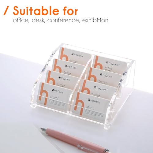 Business Card Holder for Desk Clear Acrylic Cards Stand Rack Multiple 8 slots 4 Tier