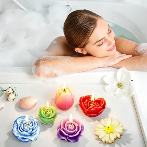 6 Pcs Flower Silicone Candle Molds Set (6 Count)