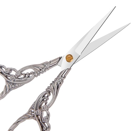 Small Scissors Vintage European Style Scissors Stainless Steel for Cross Stitch Cutting Embroidery Sewing Handcraft Craft Art Work DIY Tool