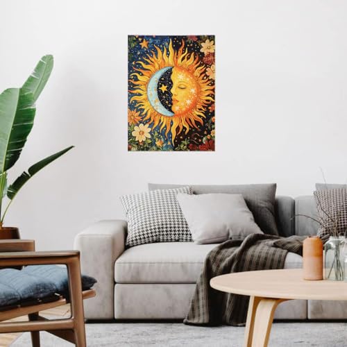 Sun and Moon Stamped Cross Stitch Kits for Beginners Adults