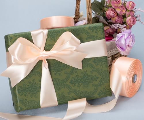 1 1 2 Inch Peach Solid Satin Ribbon for Gift Wrapping